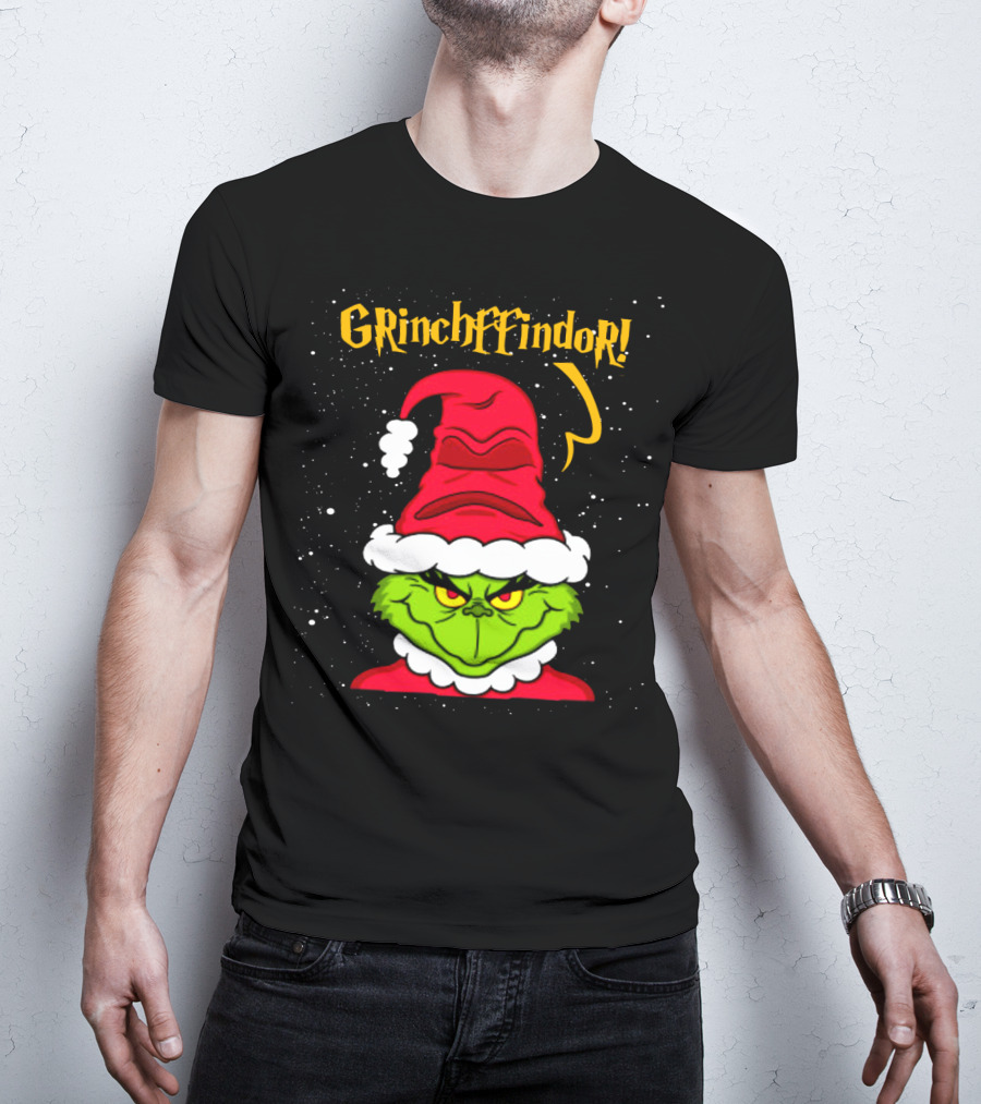 Grinche FFindor Grinch Santa Hat Snowflakes Christmas T-Shirt