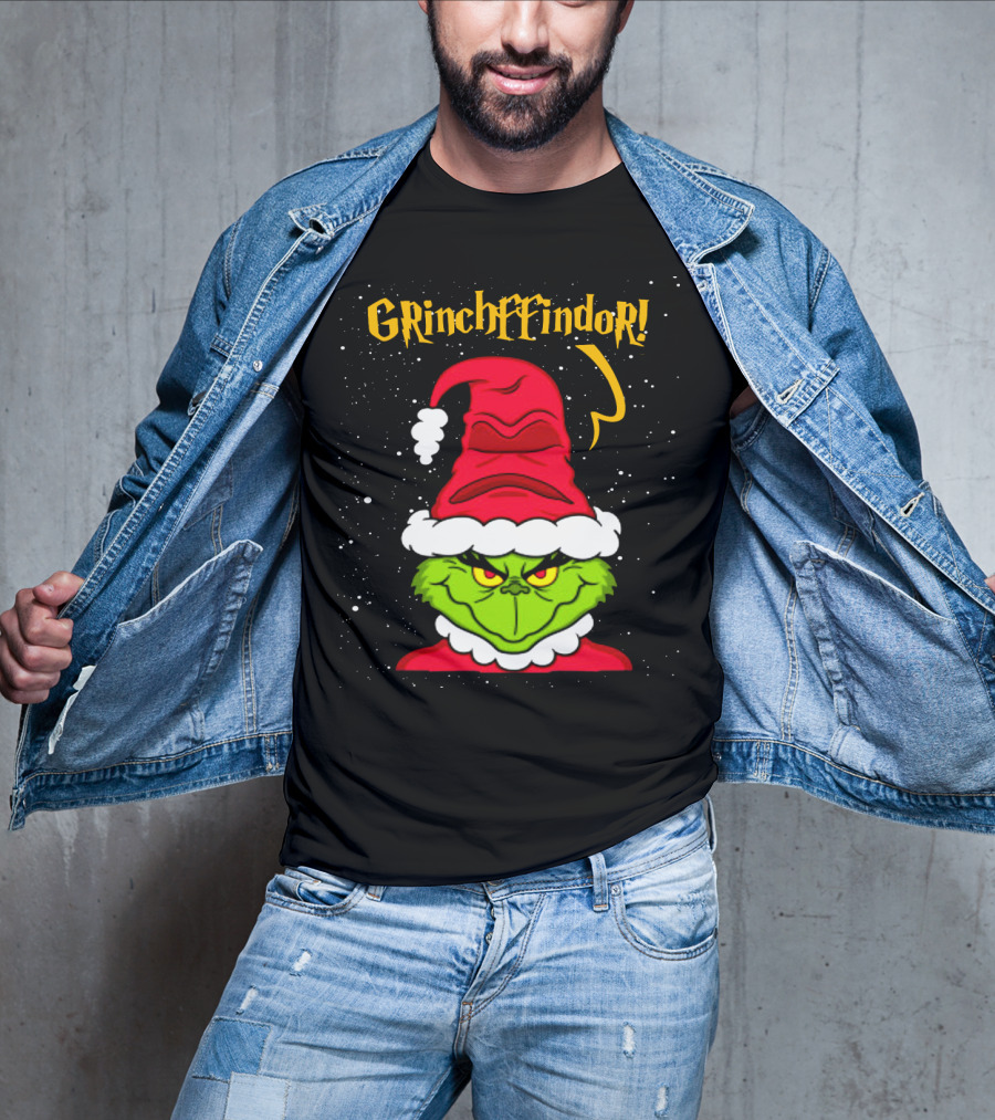 Grinche FFindor Grinch Santa Hat Snowflakes Christmas T-Shirt
