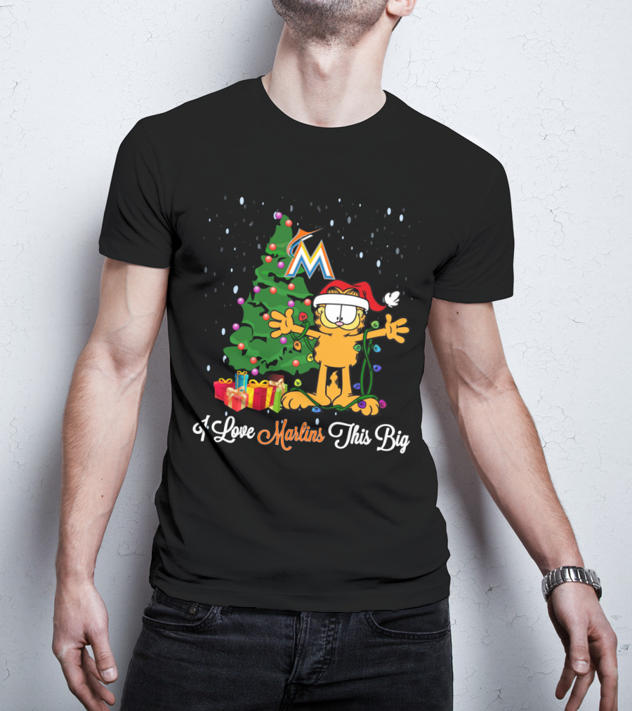 I Love Miami Marlins This Big Christmas Garfield Holiday Tree T-Shirt