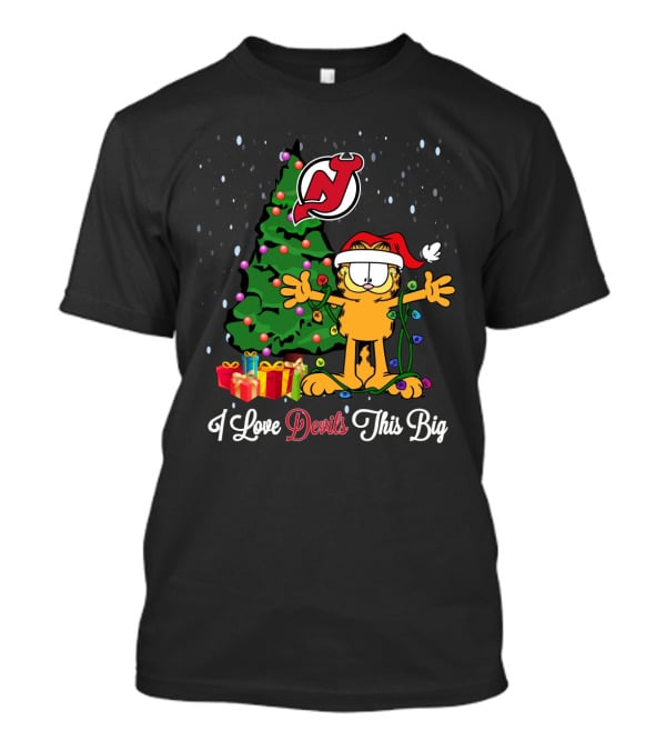 New Jersey Devils Christmas Garfield I Love Devils This Big Holiday T-Shirt