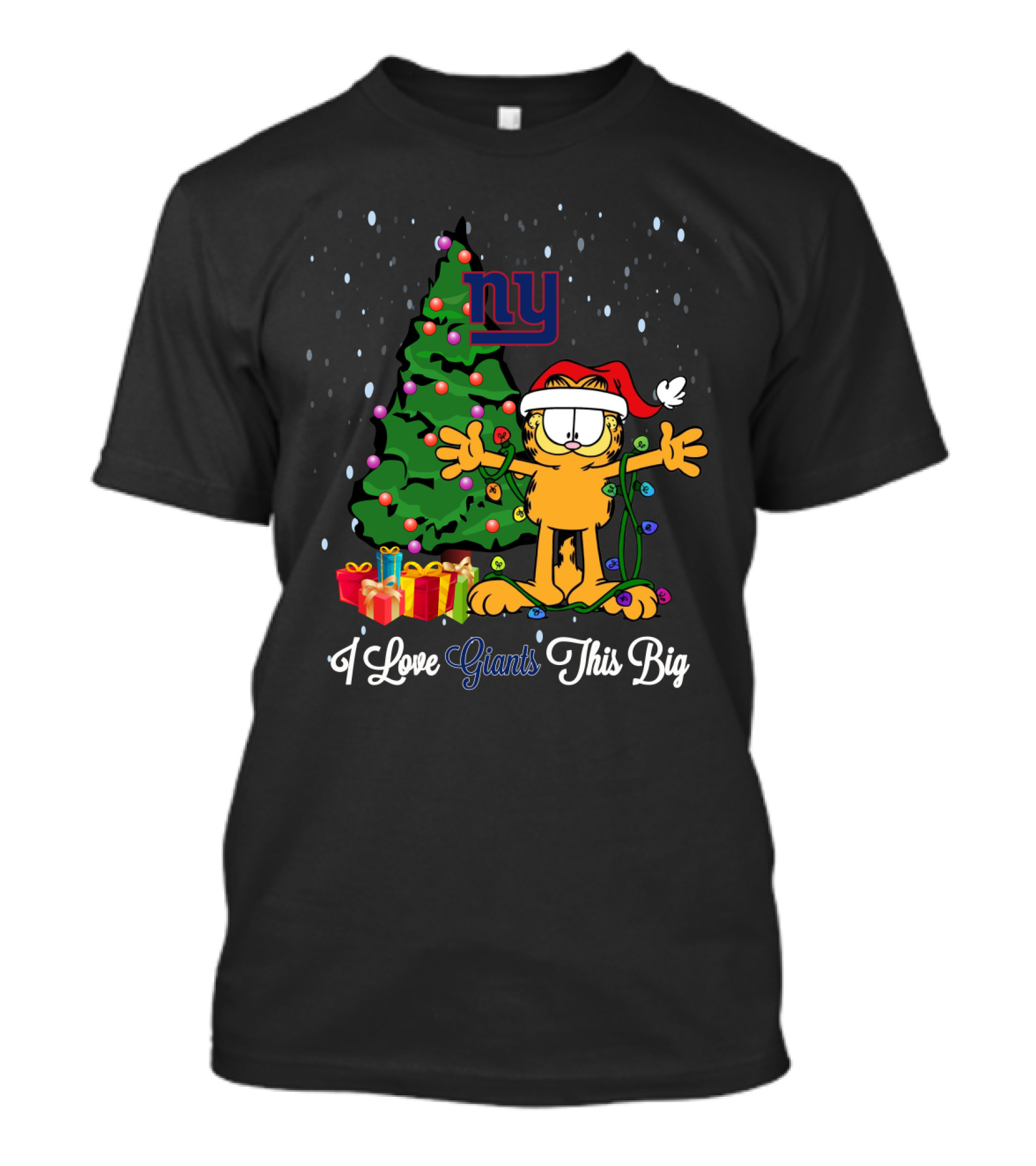 I Love New York Giants This Big Garfield Christmas Tree Gifts T-Shirt