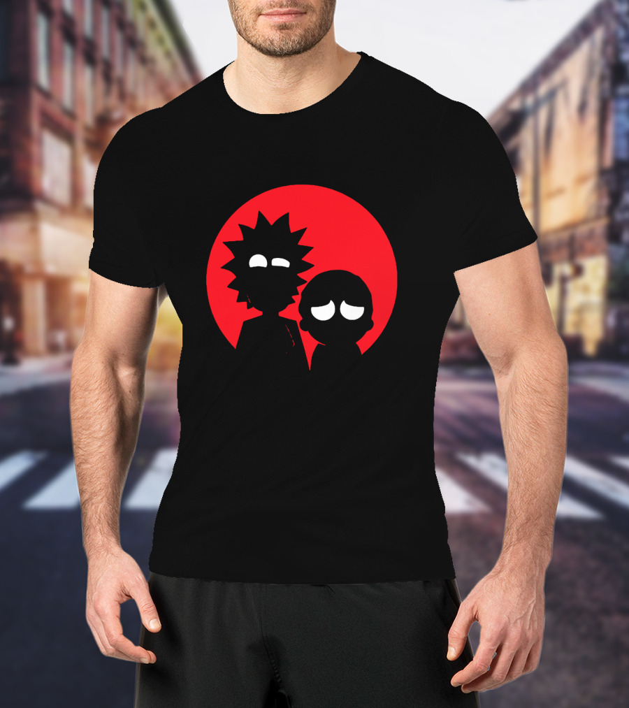 Rick And Morty Silhouette Red Sun Circle T-Shirt