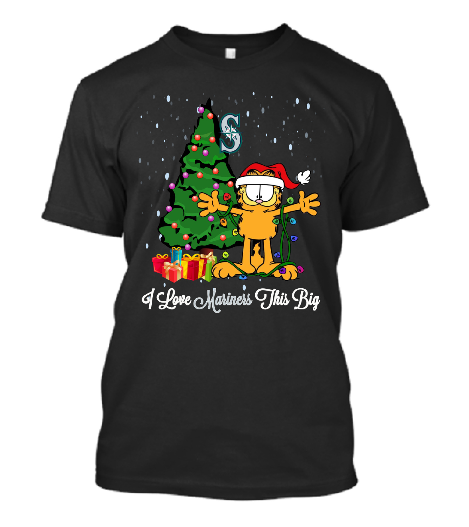I Love Mariners This Big Christmas Tree Garfield Seattle Mariners T-Shirt
