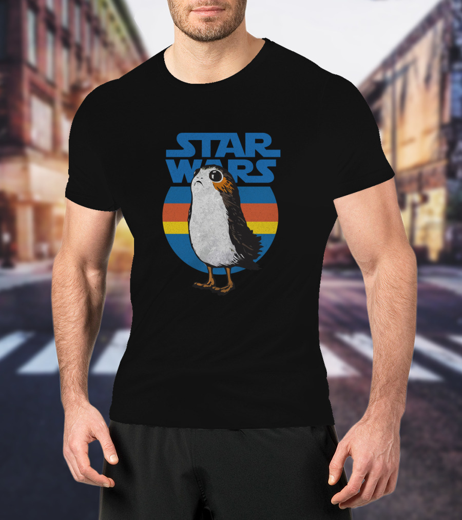 Star Wars The Last Jedi Porg Retro Stripe T-Shirt