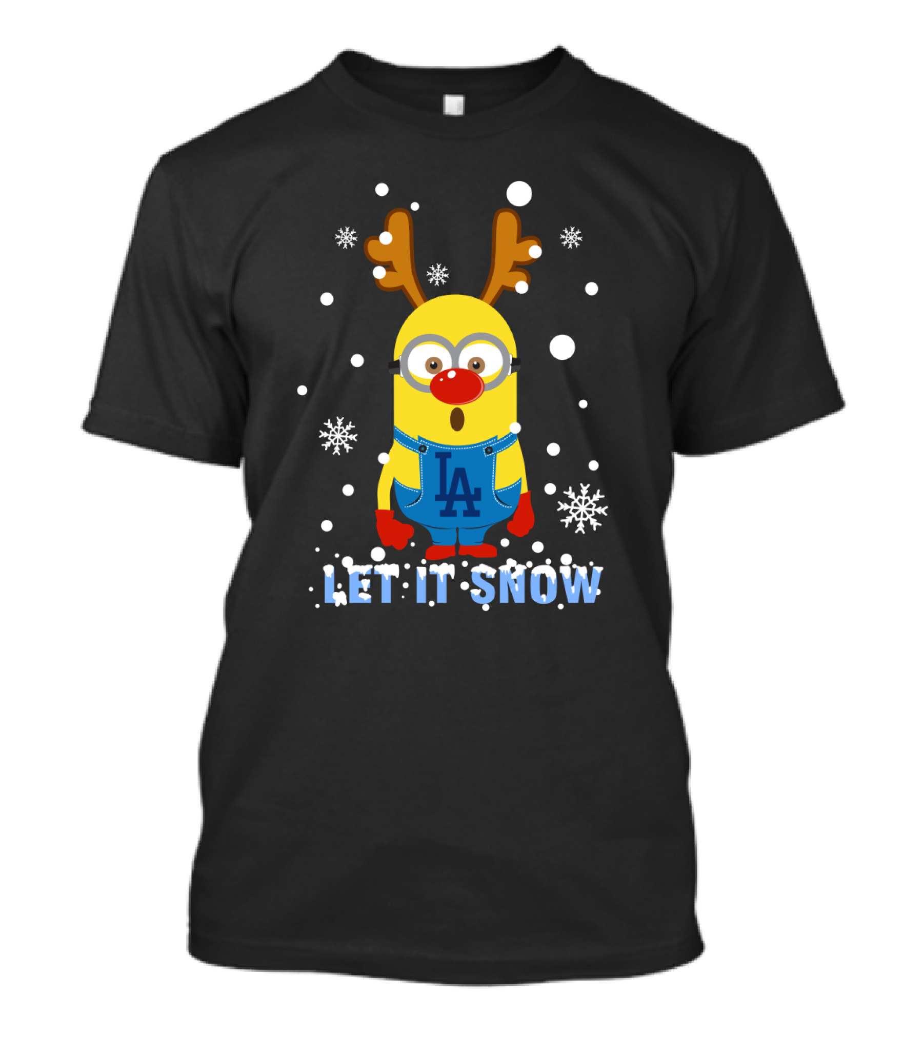 La Dodgers Minion Reindeer Snowflakes Let It Snow T-Shirt