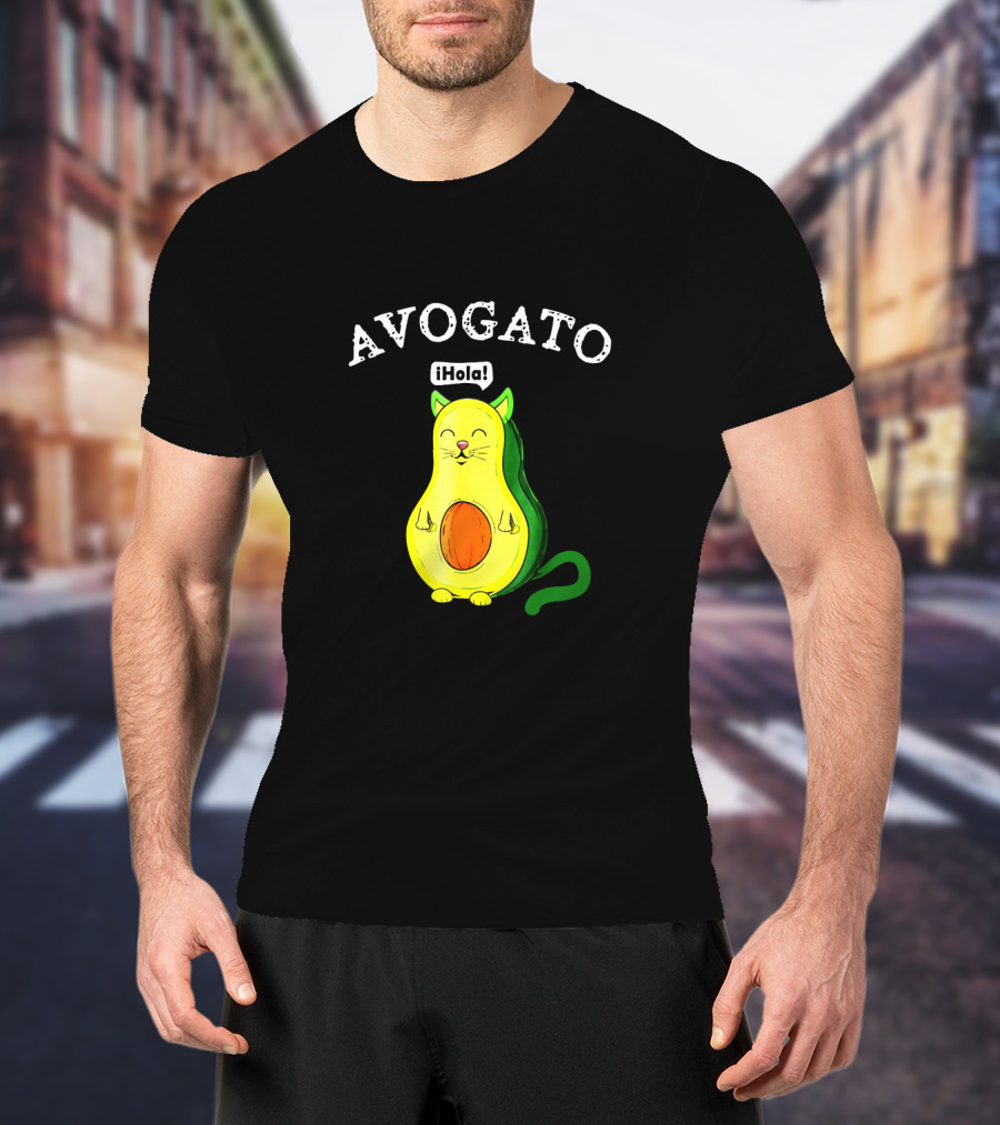 Avogato Hola Avocado Cat Face T-Shirt