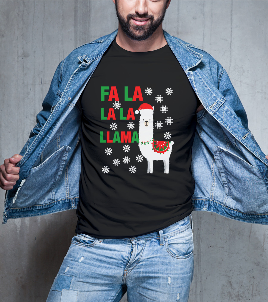 Fa La La La Llama Christmas Snowflake Holiday T-Shirt