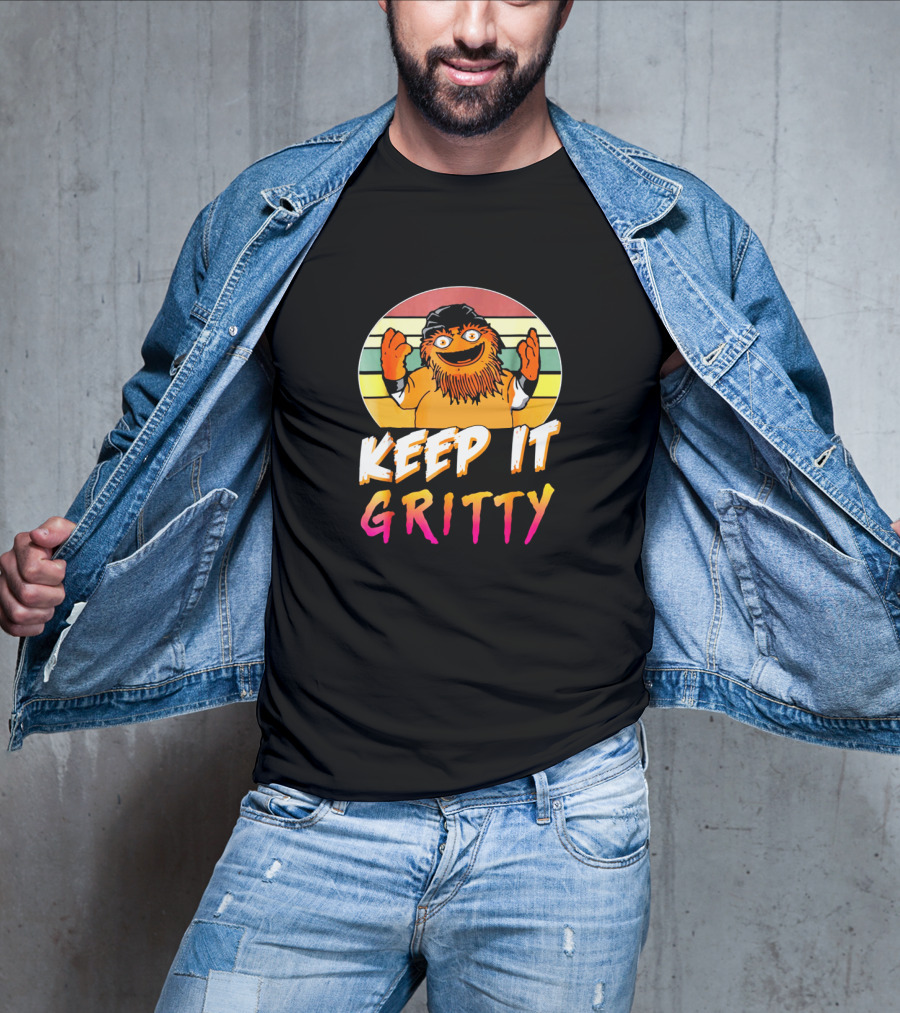 Keep It Gritty Vintage-Style Retro Colors With Orange Furry Character T-Shirt