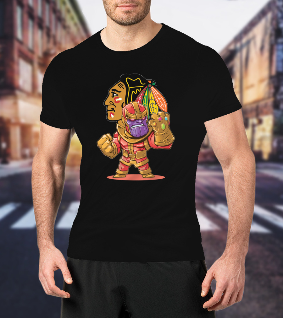 Thanos In Chicago Blackhawks Uniform With Infinity Gauntlet T-Shirt