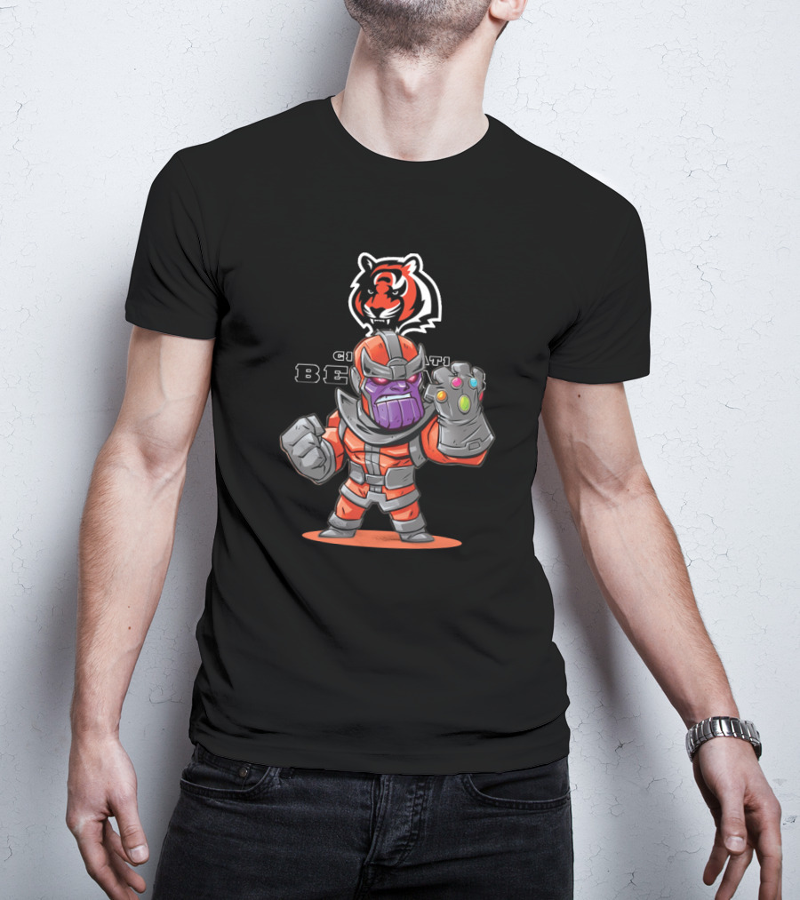 Cincinnati Bengals Thanos Fan Crossover With Gauntlet And Team T-Shirt