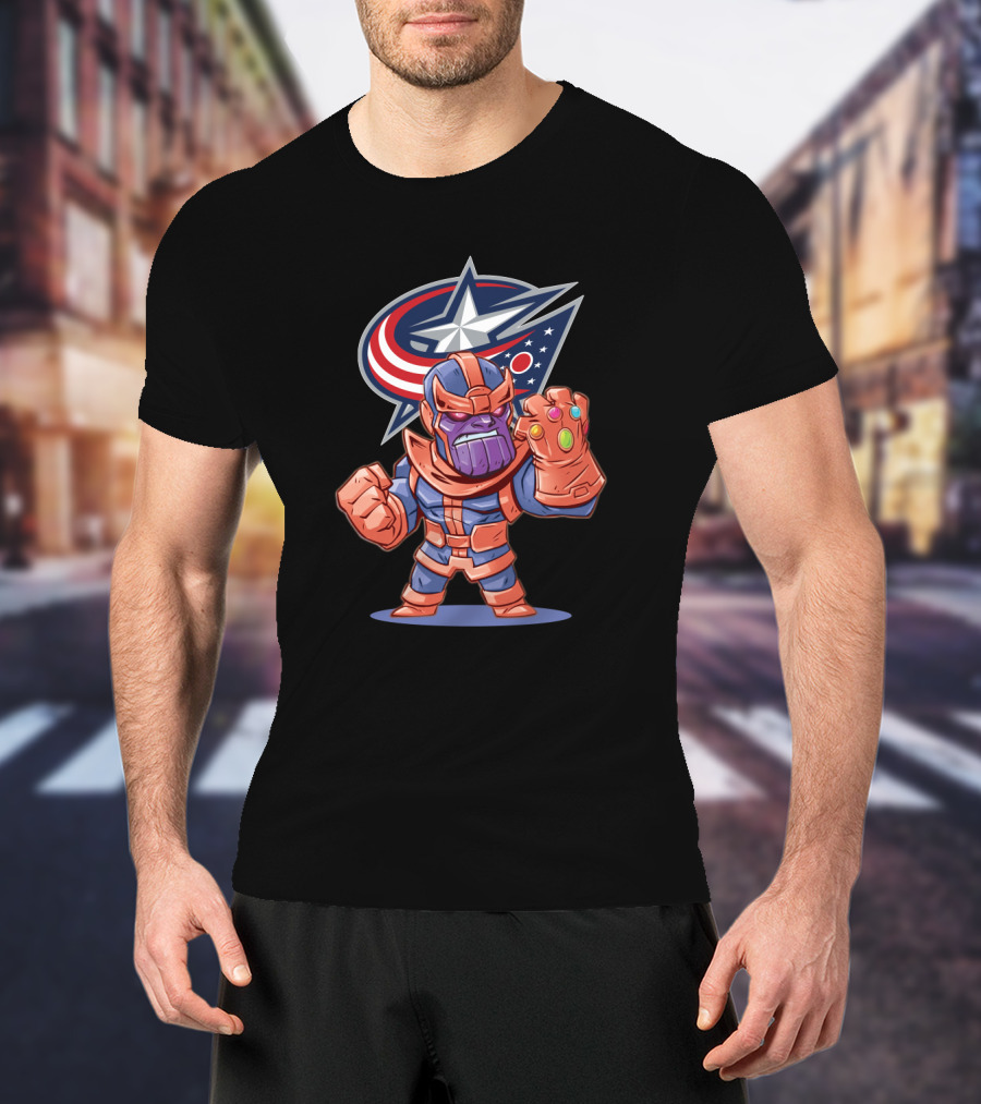 Columbus Blue Jackets Fans Meet Thanos Crossover T-Shirt