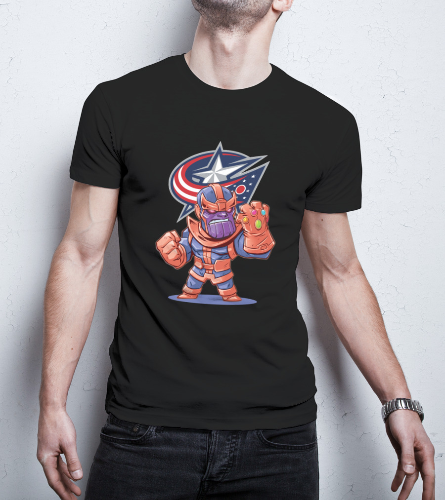 Columbus Blue Jackets Fans Meet Thanos Crossover T-Shirt