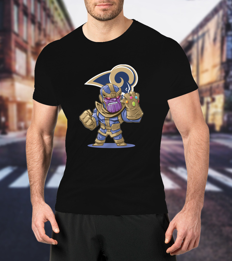 Thanos Los Angeles Rams Fan Crossover With Infinity Gauntlet T-Shirt