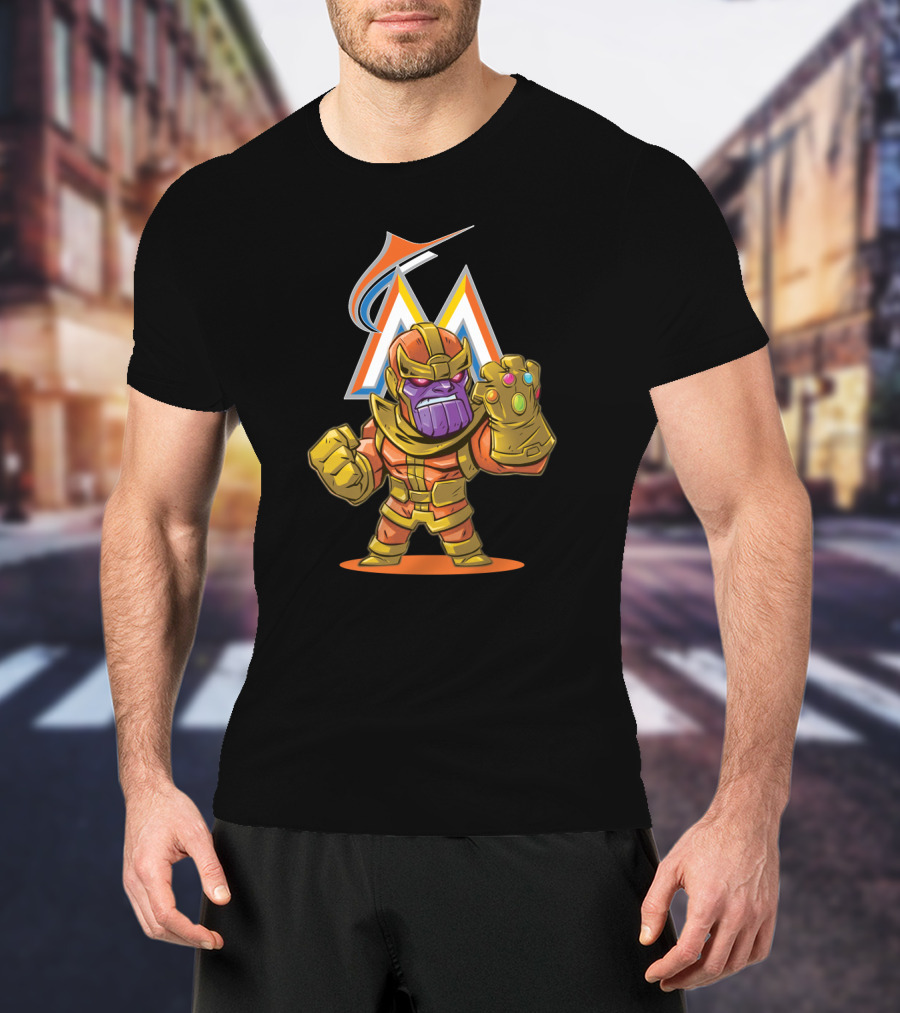 Thanos Miami Marlins Infinity Gauntlet Mashup T-Shirt