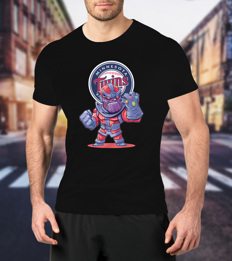 Minnesota Twins Baseball Fans Meet Thanos In Comic Style Crossover T-Shirt