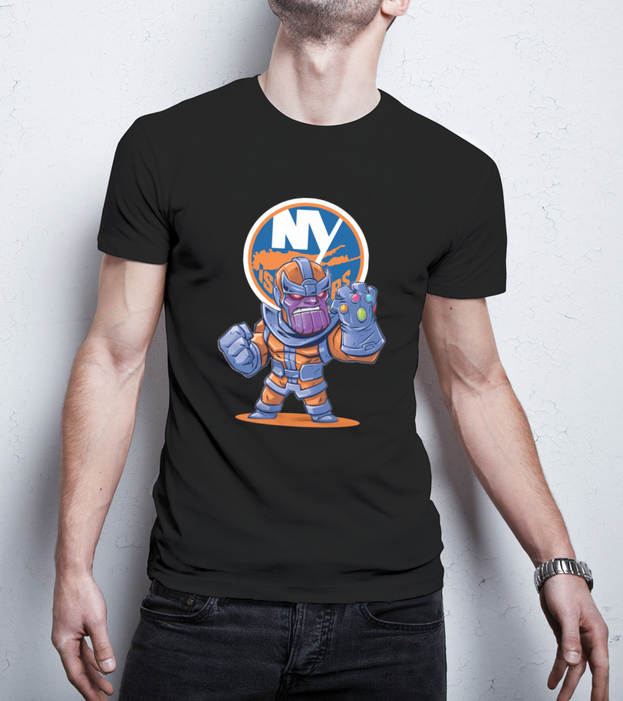 NY Islanders Thanos Fan Art With Infinity Gauntlet And Team T-Shirt