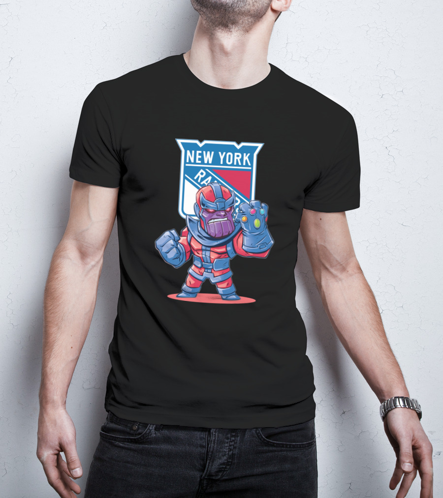 Thanos New York Rangers NHL Crossover With Infinity Gauntlet T-Shirt