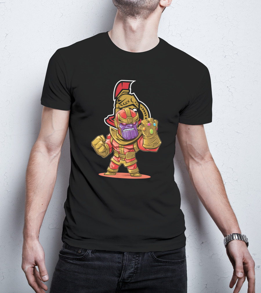 Thanos In Ottawa Senators Inspired Costume With Infinity Gauntlet And Senators T-Shirt