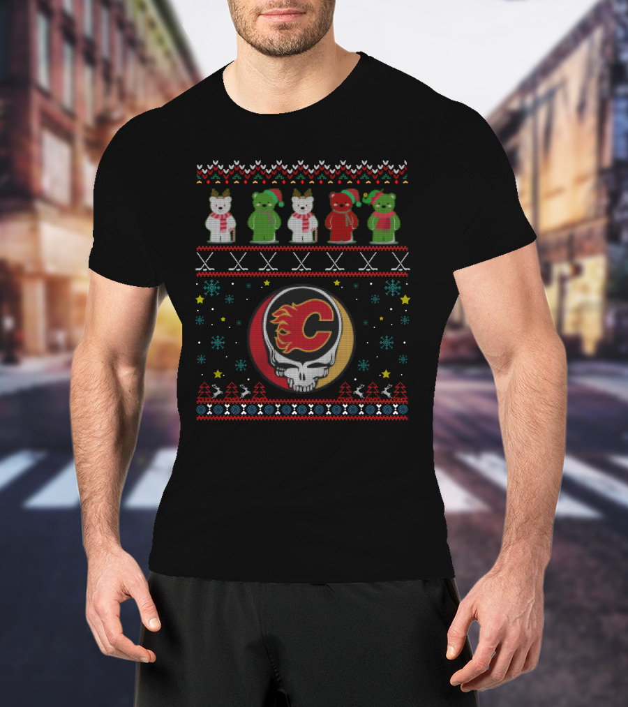 Calgary Flames Grateful Dead Bears Christmas T-Shirt