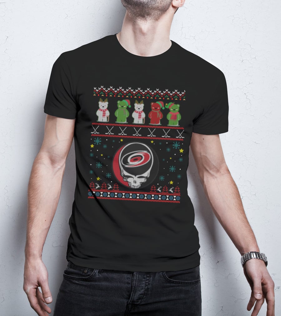 Carolina Hurricanes Grateful Dead Bears Holiday T-Shirt