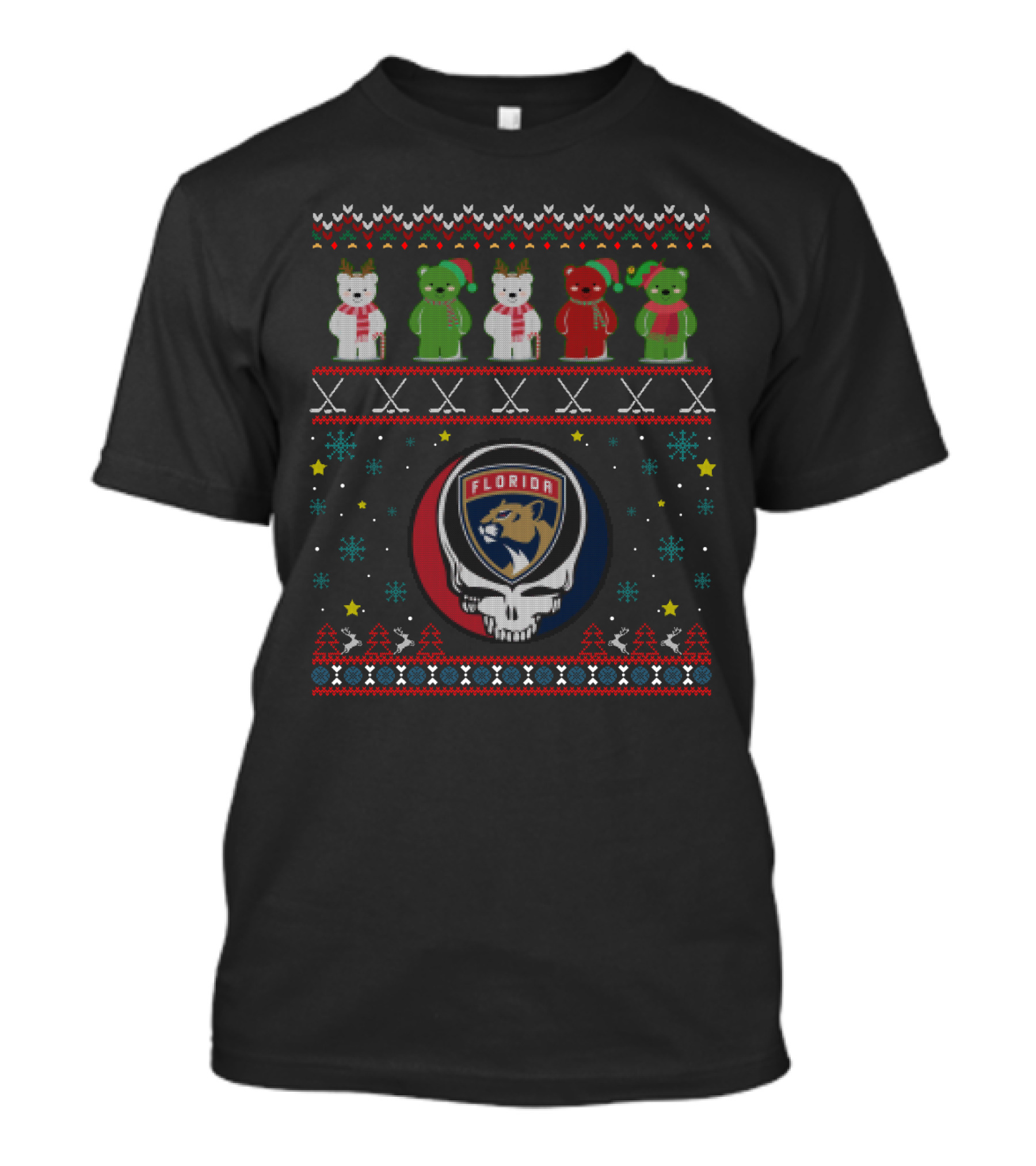 Florida Panthers Grateful Dead Bears Christmas Ugly T-Shirt