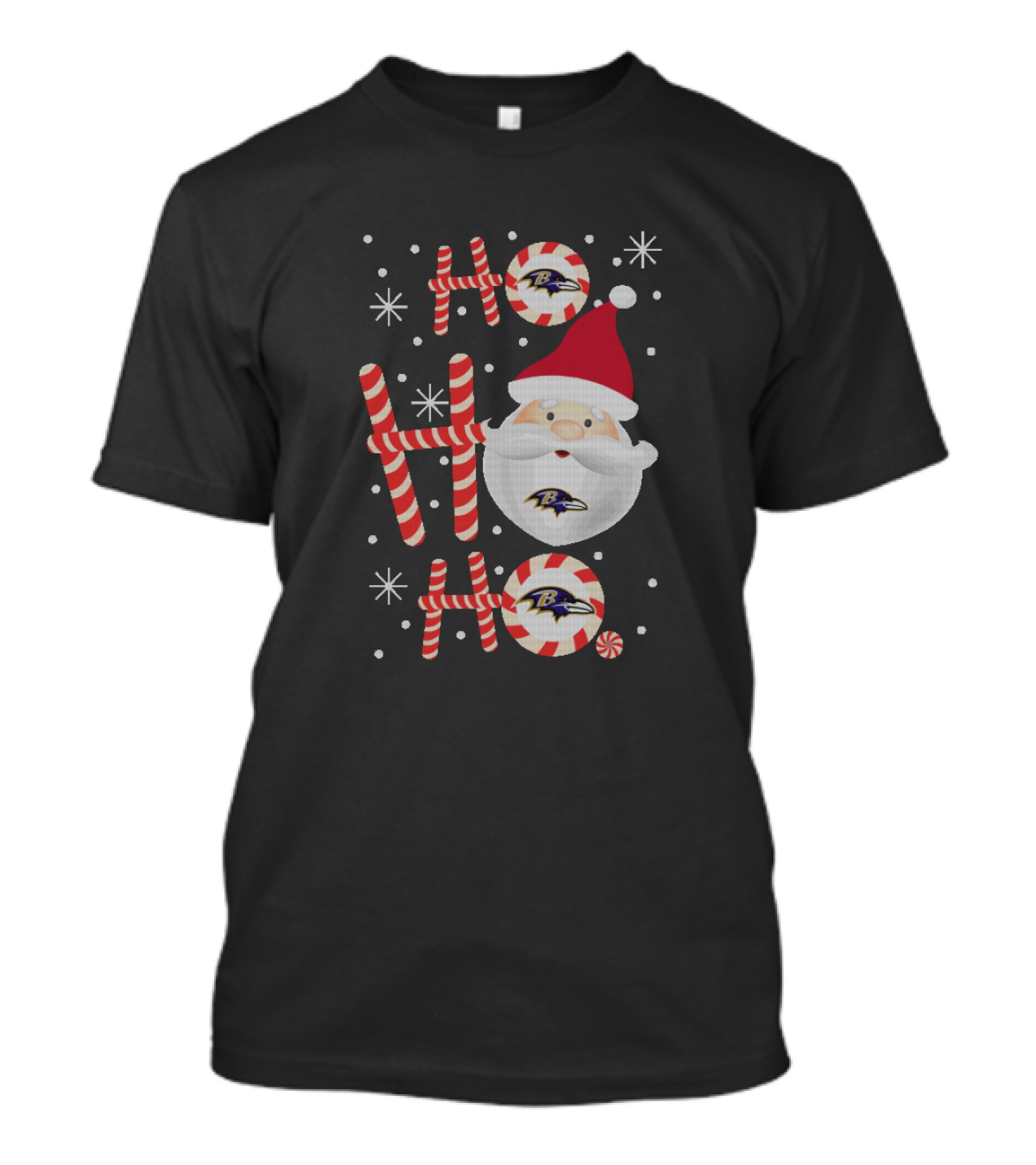 Ho Ho Ho Baltimore Ravens Christmas Santa Fan T-Shirt