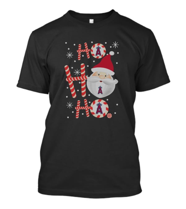 Ho Ho Ho Xmas Santa Claus Los Angeles Angels Baseball Fan Holiday Spirit T-Shirt