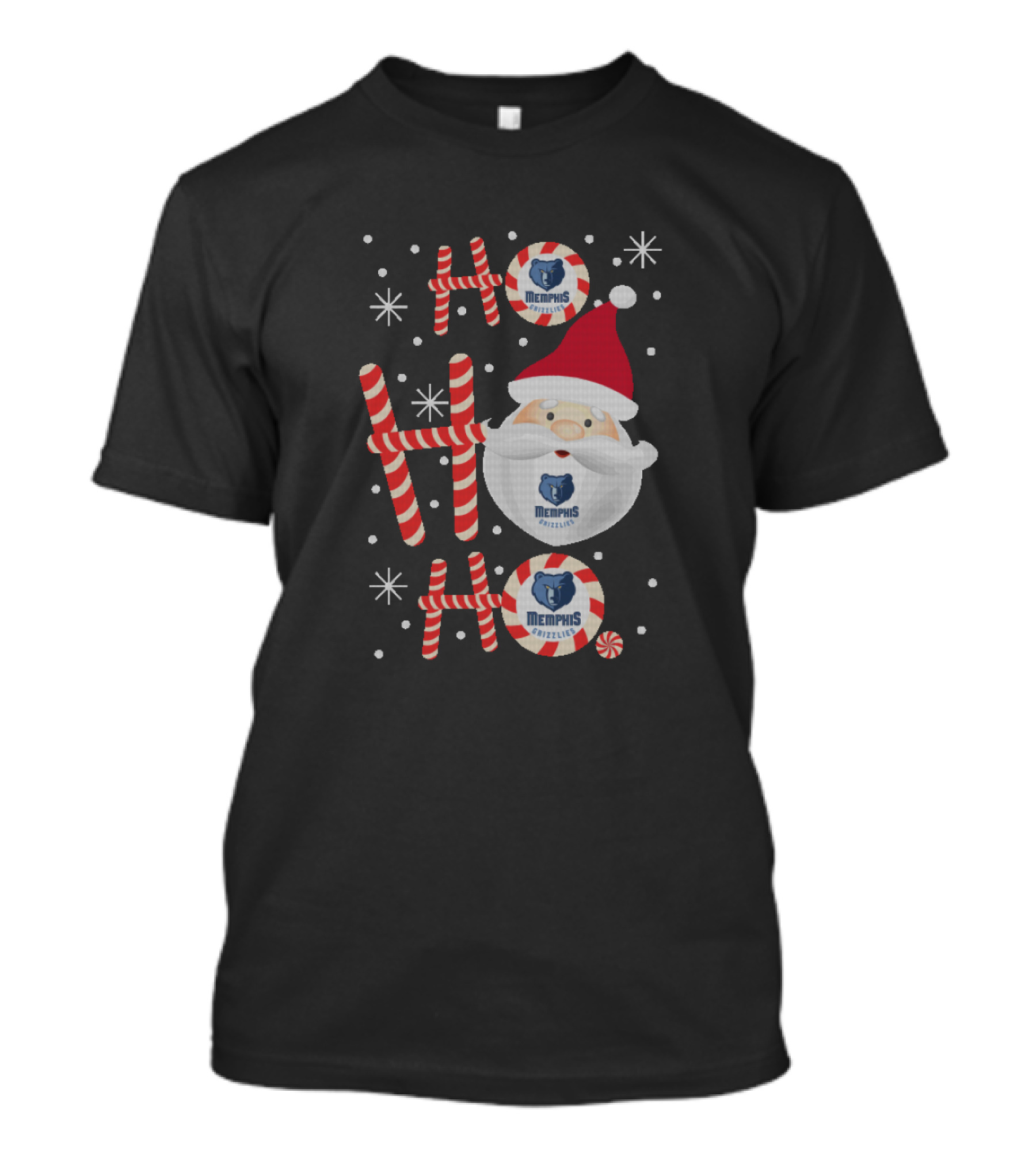 Ho Ho Ho Christmas With Memphis Grizzlies Santa And Bear T-Shirt
