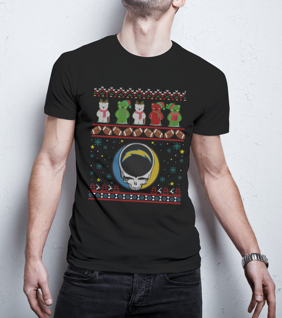 La Chargers Bears Grateful Dead Christmas Football Skullfest Holiday T-Shirt