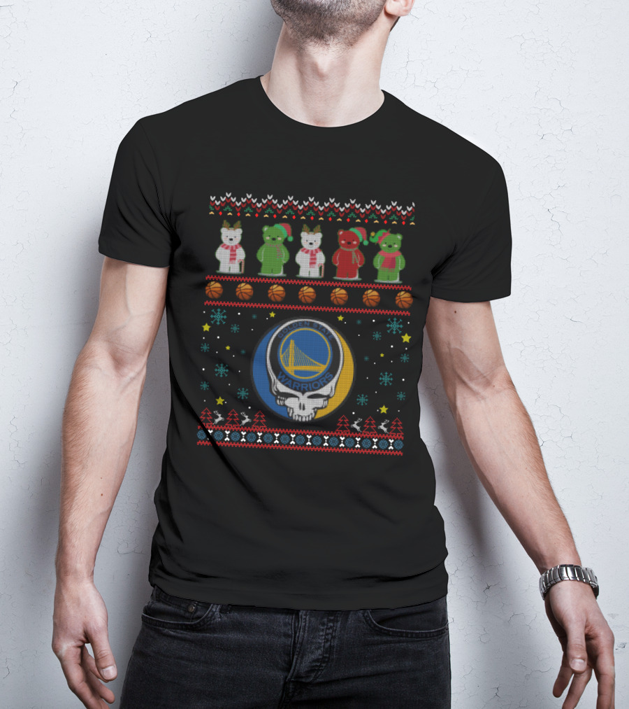 Golden State Warriors Grateful Dead Bears Christmas Ugly T-Shirt