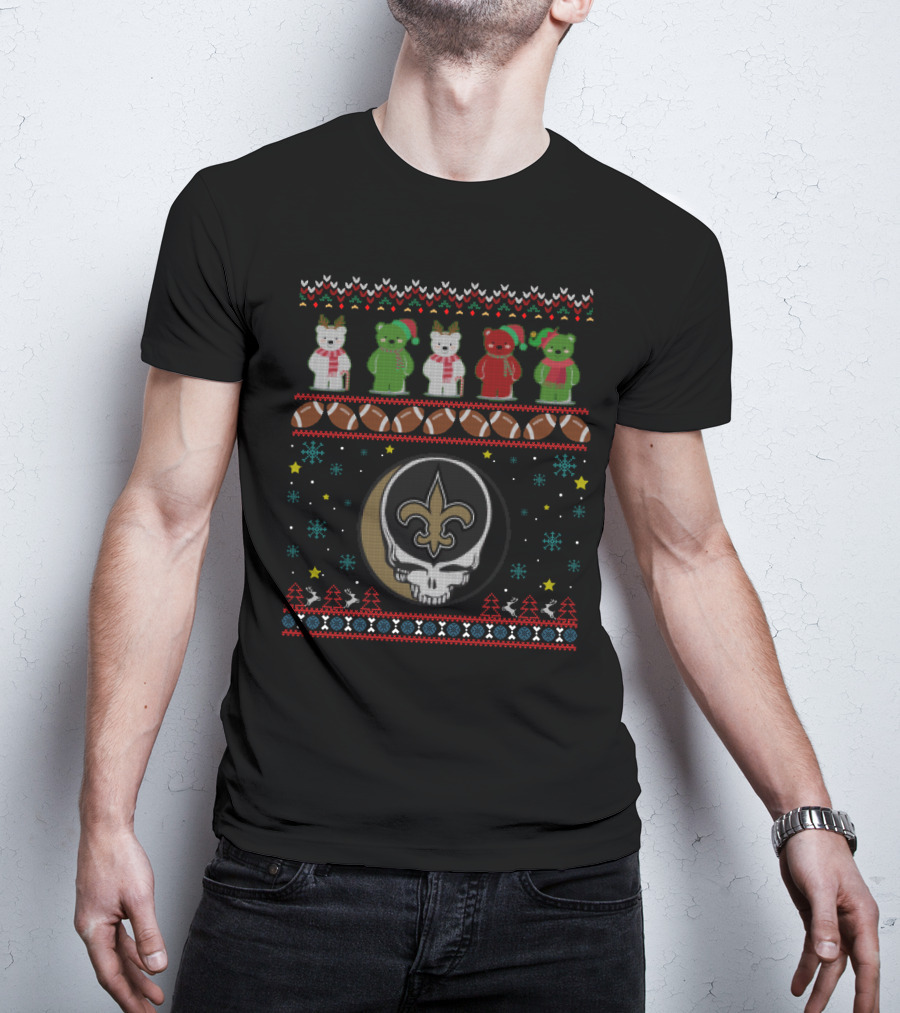 New Orleans Saints Grateful Dead Bears Christmas T-Shirt