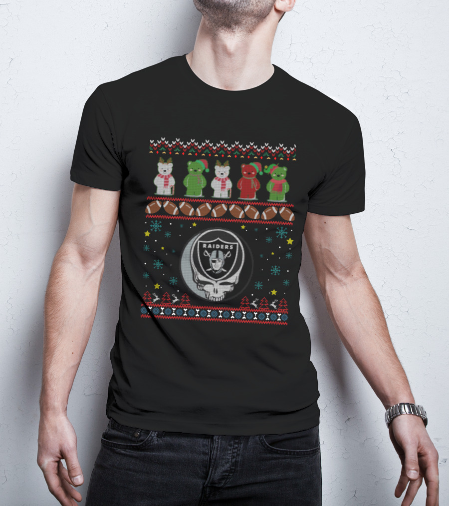 Oakland Raiders Grateful Dead Bears Christmas T-Shirt