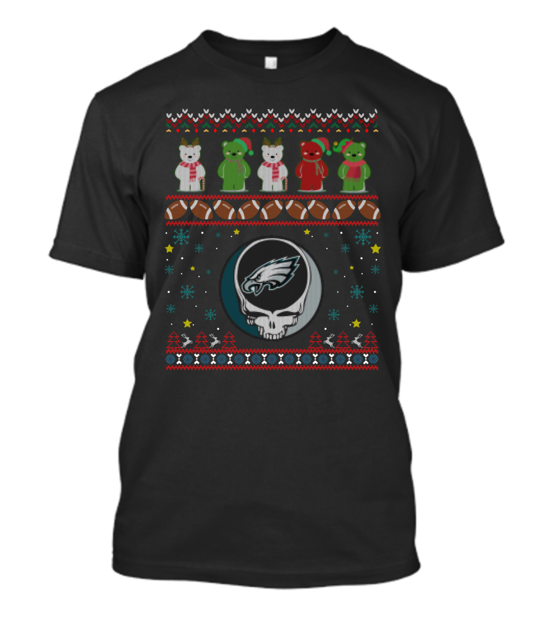 Philadelphia Eagles Grateful Dead Christmas Bears Football Festive T-Shirt