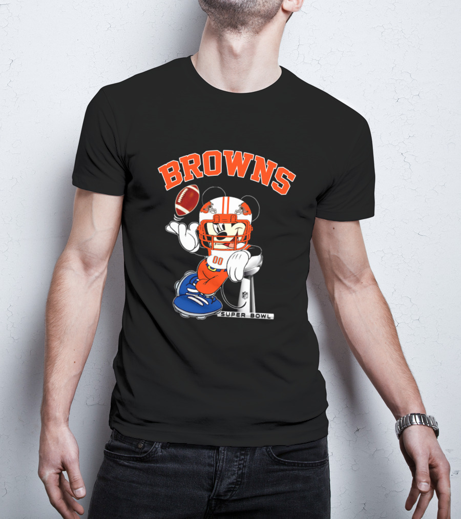 Browns Mickey Nfl Super Bowl Football T-Shirt