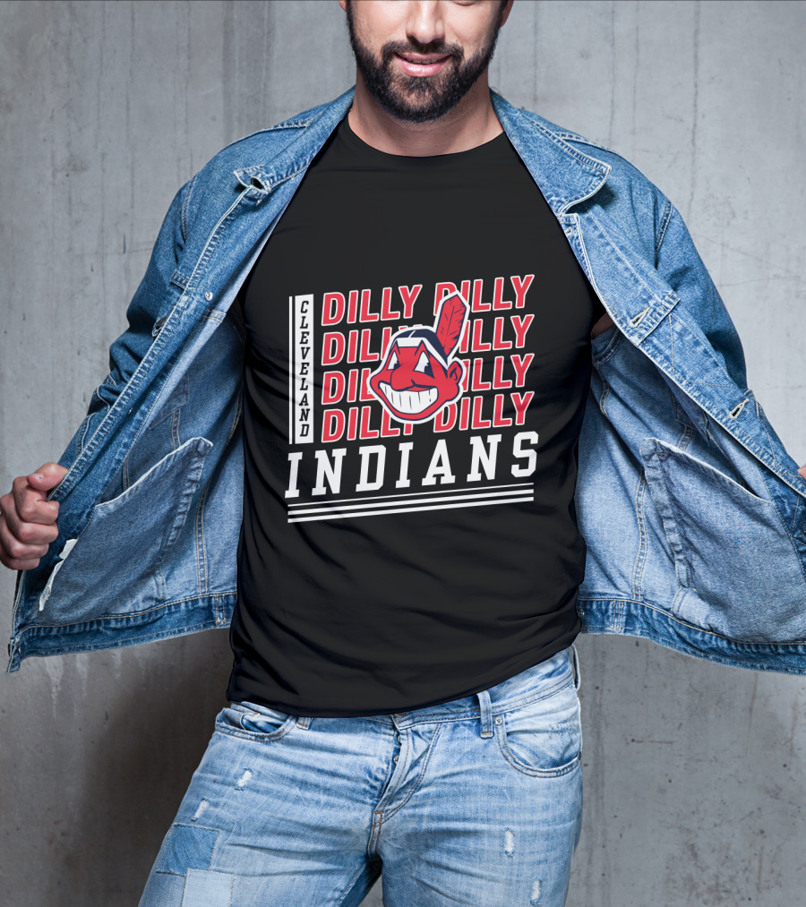 Cleveland Indians Dilly Dilly Red Text Chief Wahoo T-Shirt