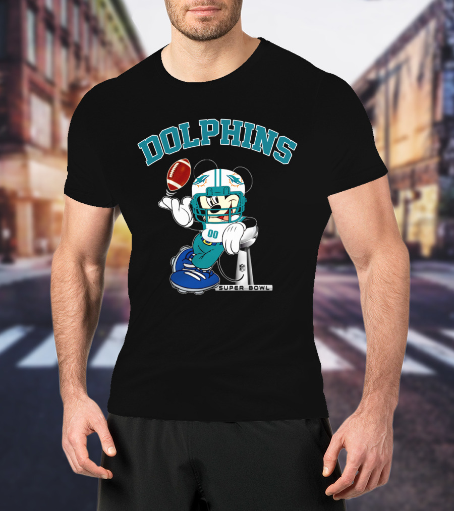 Miami Dolphins Mickey Nfl Super Bowl Football T-Shirt