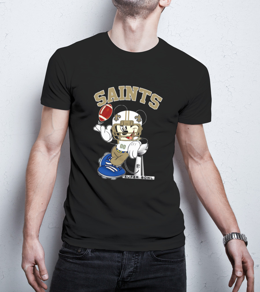 New Orleans Saints Mickey Mouse Nfl Super Bowl Football T-Shirt