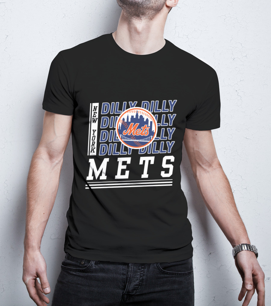 New York Mets Dilly Dilly Baseball Skyline T-Shirt