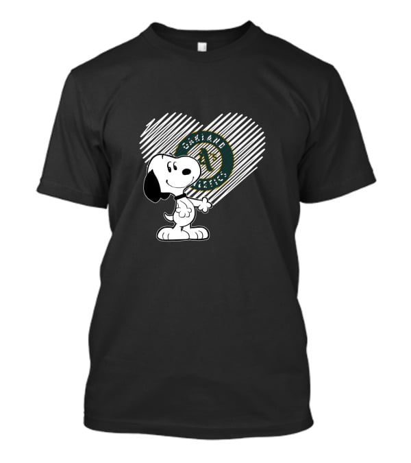 Snoopy Admires Oakland Athletics Heart With Baseball T-Shirt