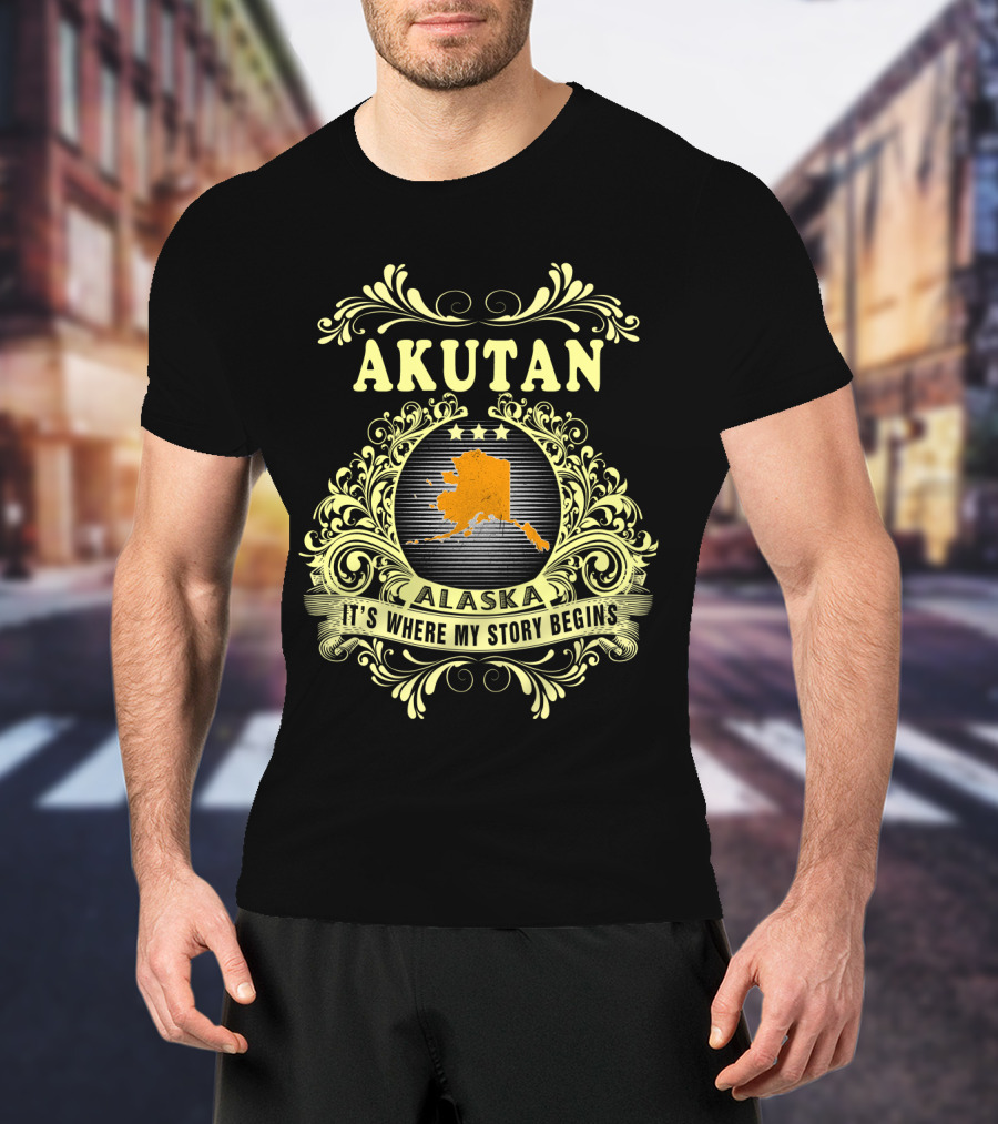 Akutan Alaska It's Where My Story Begins Vintage Map T-Shirt