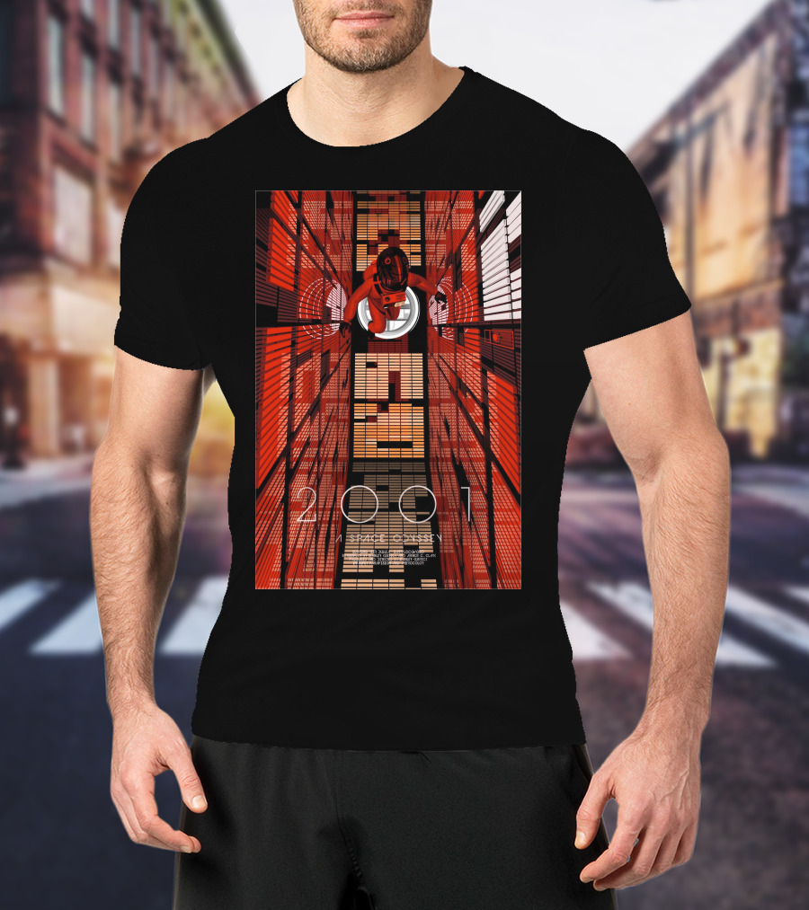 Futuristic Space Exploration In Red Hallway - 2001: A Space Odyssey T-Shirt