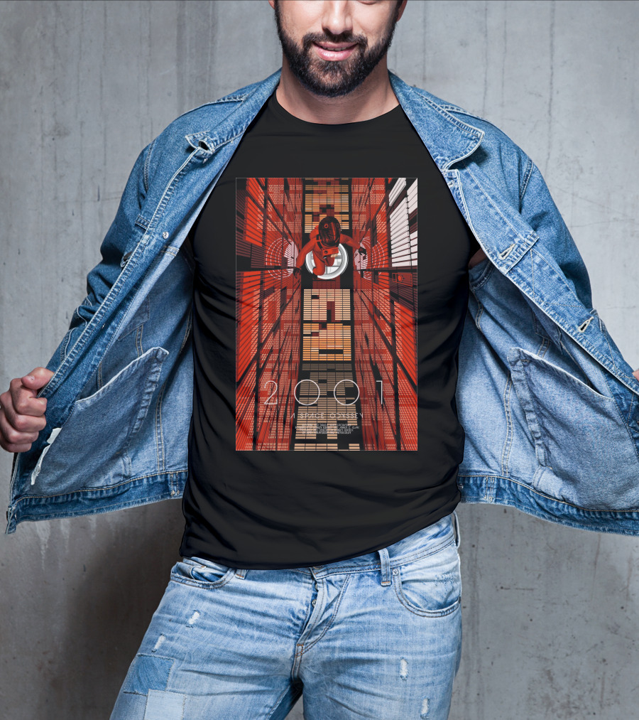Futuristic Space Exploration In Red Hallway - 2001: A Space Odyssey T-Shirt