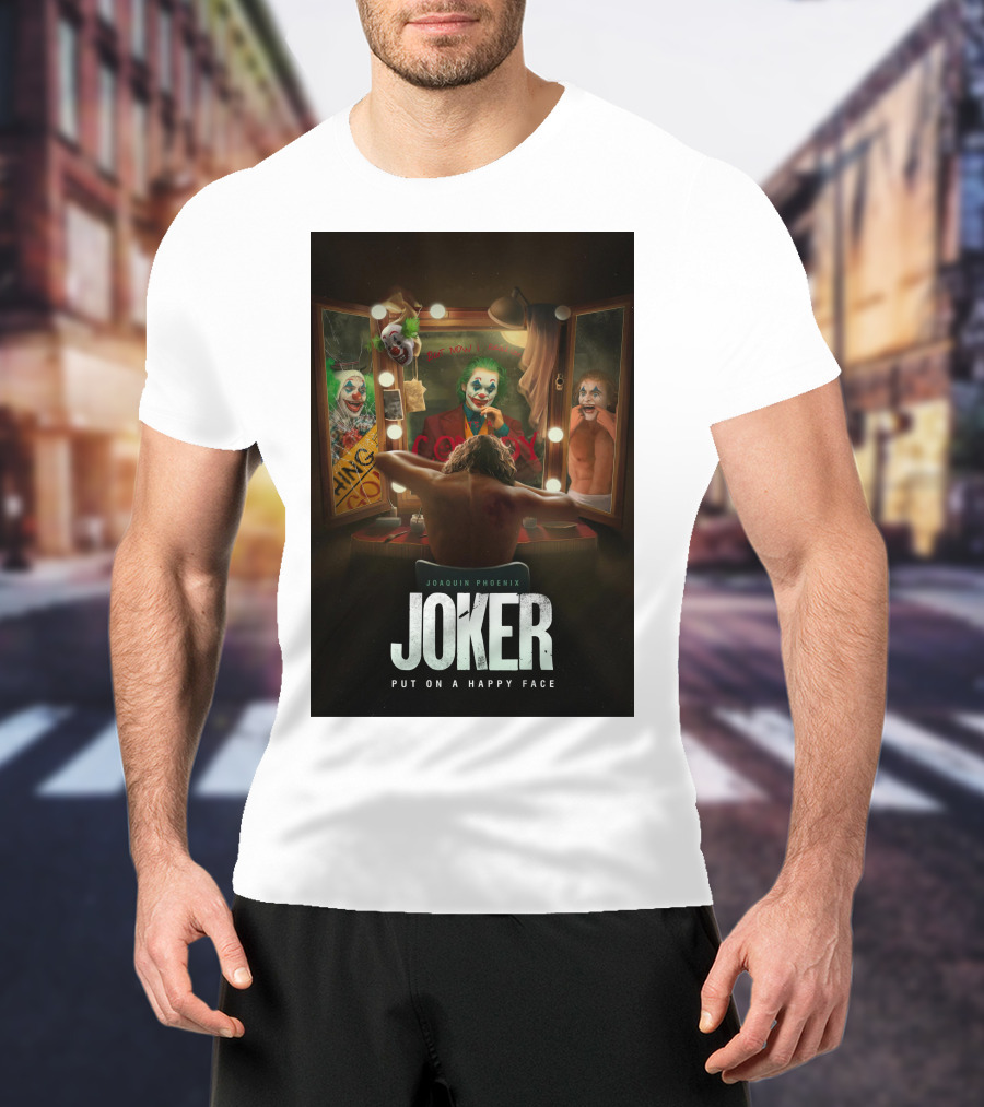 Joaquin Phoenix Joker Put On A Happy Face Mirror Reflection T-Shirt