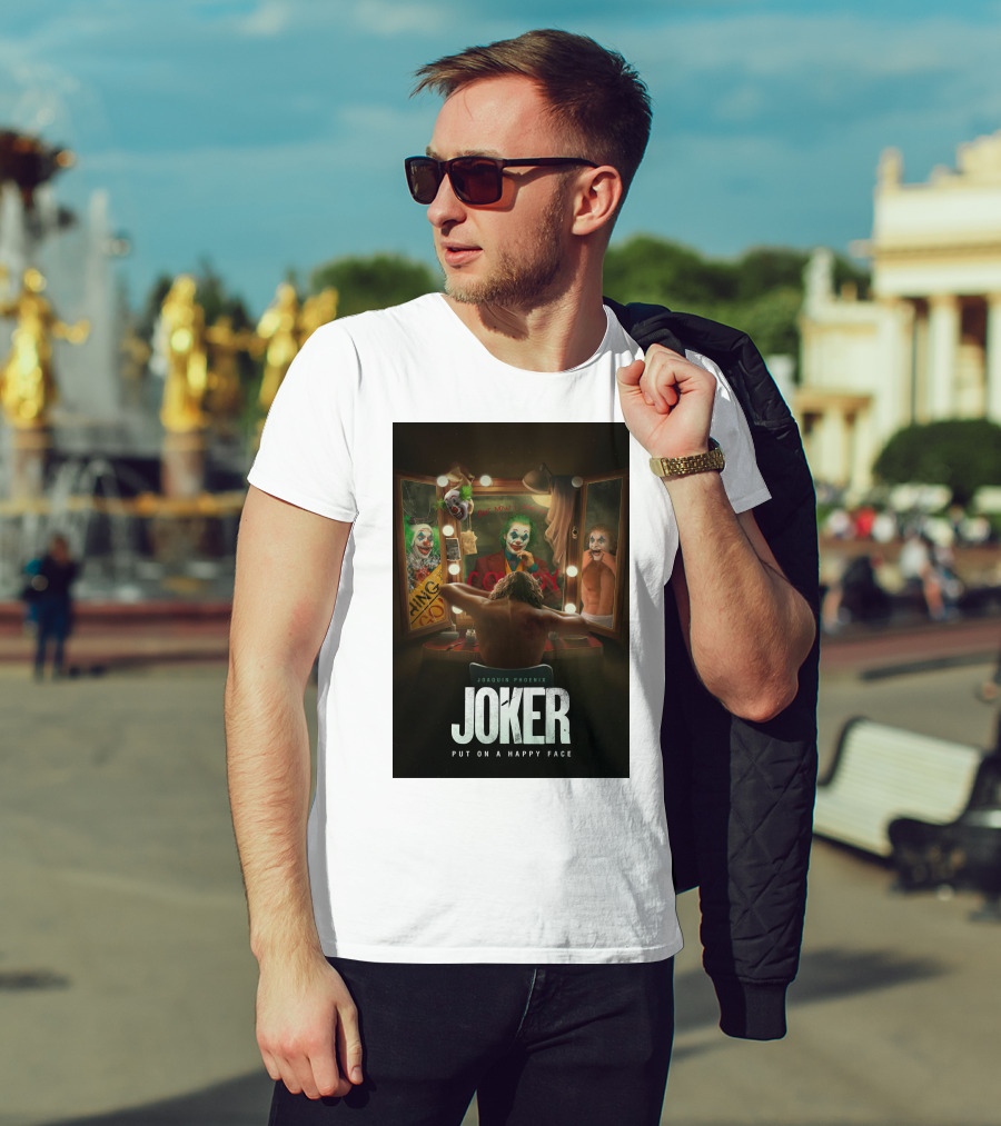 Joaquin Phoenix Joker Put On A Happy Face Mirror Reflection T-Shirt