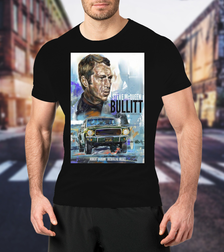 Steve Mcqueen Bullitt Robert Vaughn Jacqueline Bisset Technicolor Movie T-Shirt
