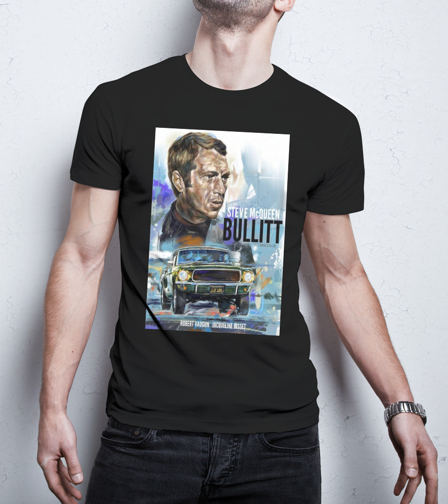 Steve Mcqueen Bullitt Robert Vaughn Jacqueline Bisset Technicolor Movie T-Shirt