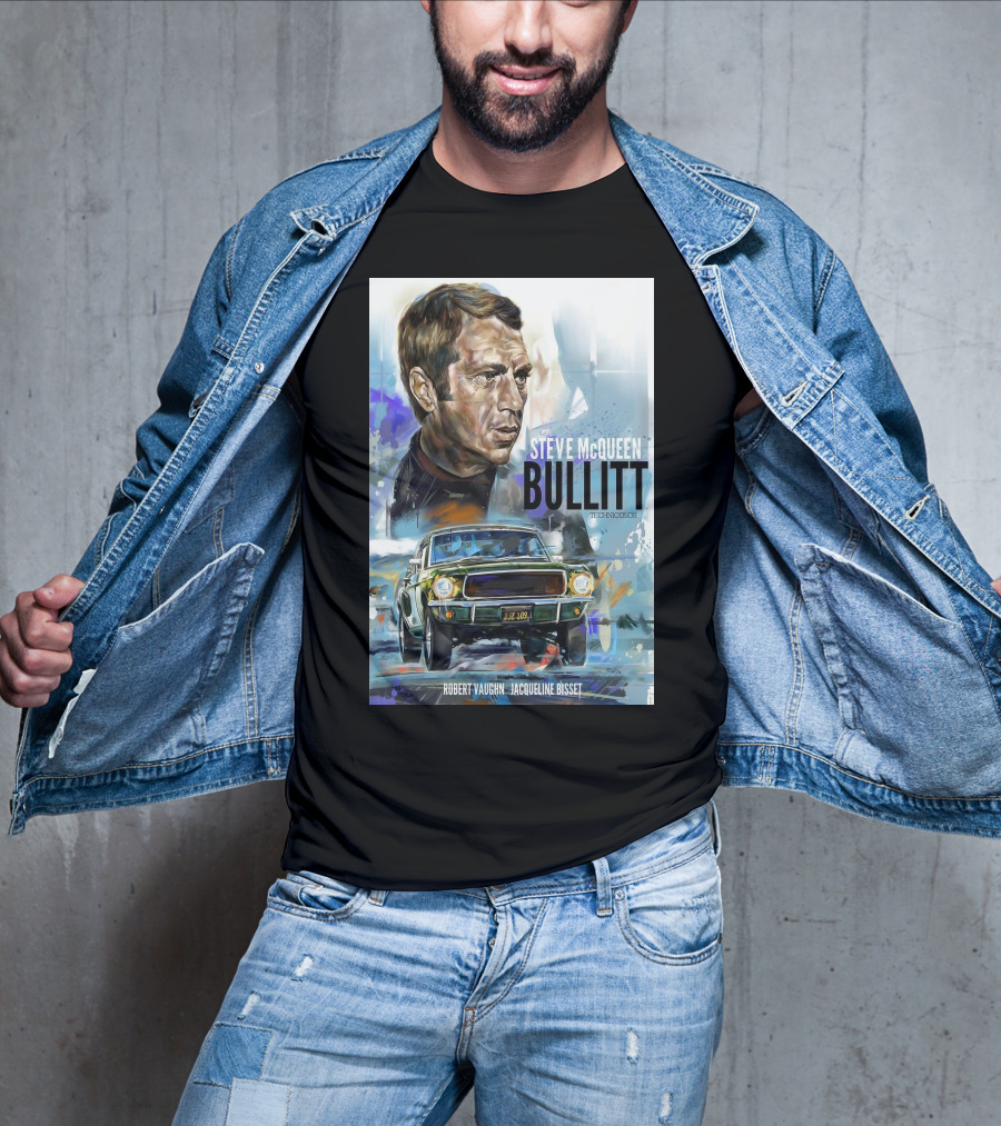 Steve Mcqueen Bullitt Robert Vaughn Jacqueline Bisset Technicolor Movie T-Shirt