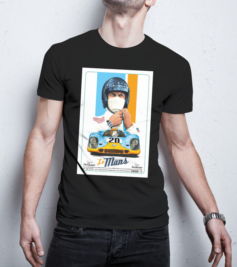 Steve Mcqueen Le Mans Gulf Driver 20 Elga Andersen T-Shirt