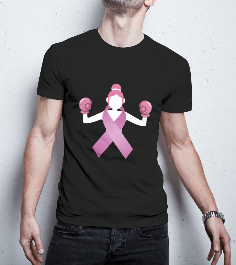 Breast Cancer Awareness Pink Ribbon Boxing Gloves Empowerment T-Shirt
