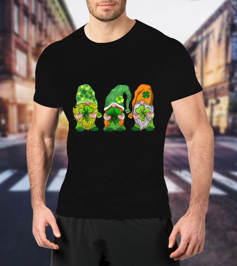 Happy St Patrick's Day Gnomes With Shamrock Hats And Beards T-Shirt